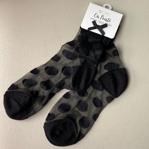 NWT Polka dot black sheer ankle socks - the cutest!